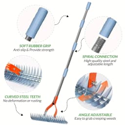 Versatile Grass Grooming Rake Lawn Thatching Rake Robust Dethatcher Rake for Cleaning Dead Grass, Yard Garden Durable Soil Rake