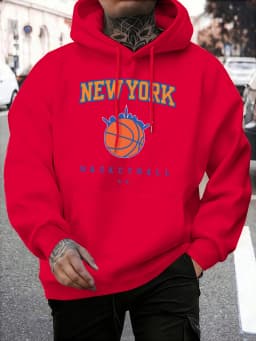 New York Basketball Printed Pullovers Men Fleece Casual Sportswear Autumn Warm Fashion Clothing Unisex Loose Soft Hoodies