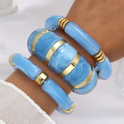 3pcs Brown Acrylic Bamboo Style Bangle Bracelet Set for Women Vintage Tortoiseshell Fashion Chunky Stackable Wrist Jewelry Gifts