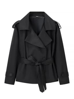 Women Black Long Solid Color Trench Coat Stand Collar Loose Drop Shoulder Single-breasted Windbreaker Lady Commute Outing Wear