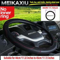 Adjustable Carbon Fiber PU Leather Steering Wheel Cover for Truck Van Bus - Multiple Sizes 40cm/42cm/45cm/47cm/50cm - Automotive