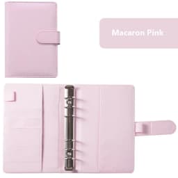 2024 New PU Leather Notebook A6 Binder DIY Planner Organizer 8 Zipper Pockets 12Pcs Budget Sheet 2Pcs French Alphabet Stickers