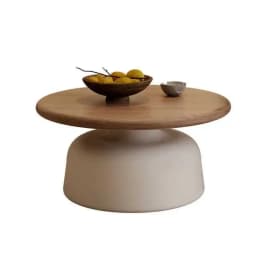 Wooden Round Coffee Table Minimalist Bedside Stand Creamy Nordic Living Room and Balcony Side Table for Small Spaces