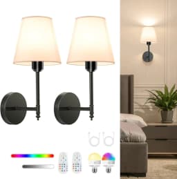 Wireless Rechargeable Battery-Powered Wall Light with 4000 Mah, Dimmable, Detachable Bulb and Remote Control, 15-Color Wireless Wall Lamp, Suitable for Bedroom, Living Room, Hallway Decoration