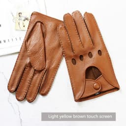 Motorcycle Riding Deerskin Gloves Men's Single-Layer Thin Fashion Hollow New Spring and Autumn Car Driving Driver Leather Gloves