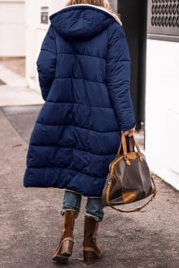 Women Autumn Winter Parkas Solid Color Long Sleeve Hooded Zippers Pockets Warm Casual Fashion Comfortable Regular Standard Fit
