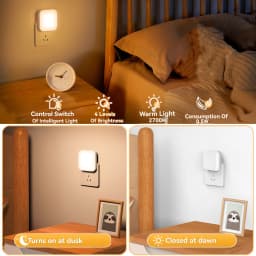 1pc 2700K Plug in Night Light, Warm White LED Nightlights with Smart Dusk to Dawn Sensor for Bedroom, Bathroom, Hallway, Stairs,