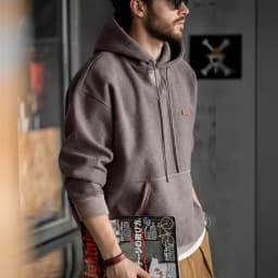 Maden Vintage Gray Hooded Sweatshirt Heavyweight Thick Pullover with Pocket for Men's Autumn and Winter Casual Versatile Tops