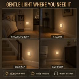 Melery LED Night Light Twilight Sensor 0.3W Warm White 3000K 40lm EU Plug Socket Lamp 230V Children's Table Home Stairs Aisle