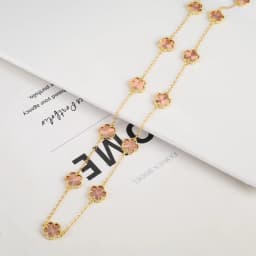 Natural Stone Shell Plant Five Leaf Flower Creative 20 Leaf Pendant Necklace Sweater Chain Women's Advanced Gift Clover