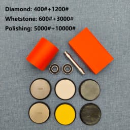 Rolling Blade Sharpener Set Diamond Grinding Disc Jade Fine Sharpening 15/20° Two Angles Non-slip Base Kitchen Sharpening System