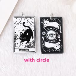 8Pcs 39*23 MM Black White Cat Tarot Card Charms Creative Acrylic Sun Moon And Lovers Jewelry For Earring Necklace Diy