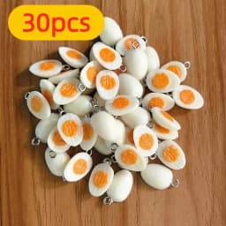10/30pcs PVC Mini Half Egg Miniature Food Charms Funny Cute Bracelet Earring Pendant DIY Jewelry Accessory