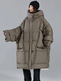 Janveny 2026 Newest Winter Loose Long Puffer Jacket Women Hooded 90% White Duck Down Coat Female Fluffy Warm Down Parka Outwear