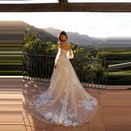 Luxury Off Shoulder Wedding Dresses Women's A Line Appliques Bridal Gowns Long Sleeve Sweetheart Vestidos De Novia Customized