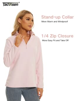 TACVASEN Stand Collar 1/4 Zip Fleece Pullover Womens Outdoor Sports Casual Tops Autumn Winter Lightweight Soft Warm Sweatshirt