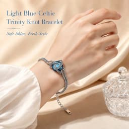 Colorful Crystal Celtic knot Bracelet Heart Zircon Trinity Knot Triquetra Double Chain Bracelets Irish Jewelry for Women