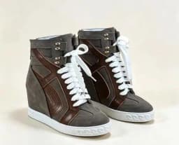 Two-Tone Snake Print Wedge High Top Sneakers Women Genuine Leather Lace Up Hidden Wedge Ankle Boots Platform Casual Shoes Lady