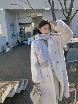 Thickened Long Tailored Coat Collar Faux Mink Fur Integrated Eco-friendly Fur Women's Jacket Coat Sweet Style Loose Fit Doubl...