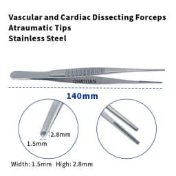 Stainless steel Vascula and Cardiac Dissecting ForcepsAtraumatic tips Tissue tweezers Microsurgical instruments