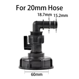S60 Coarse Thread IBC Tank Tap Elbow PE Pipe Connector X 16mm 1/2'' 3/4'' Water Coupling Garden Hose Faucet Connector