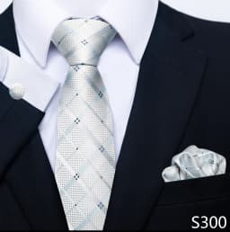 Brand Classic 8 cm Grey Plaid Tie Pocket Squares Cufflinks Set Wedding Present Necktie Clothing Accessories Fit Business