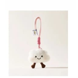 Cute Cloud Hand Rope Plush Pendant for Girls Smiling Heart Keychain Bag Decoration Soft Toy Car Accessory