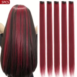 5pcs/Set Long Straight Synthetic Clip-In Hair Extensions for Women Halloween Christmas Party Cosplay
