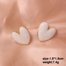 Pure White Women's Dangle Earrings Blooming Flower Acrylic Enamel Butterfly Imitation Pearl Heart Hanging Earrings Elegant Brinc