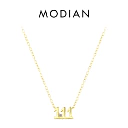 MODIAN 925 Sterling Silver Simple Digit Stackable Fashion Necklaces Gold Color Adjustable Exquisite Pendant For Women Jewelry