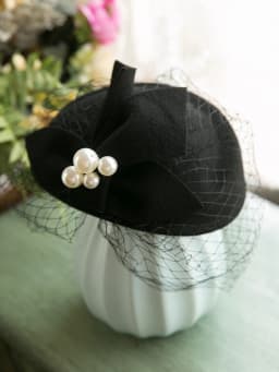 Winter Wool Bow Hat with Veil，Ladies‘ Elegant French Style Party Wedding Bridal Fascinator，Women Vintage Ascot Derby Hat