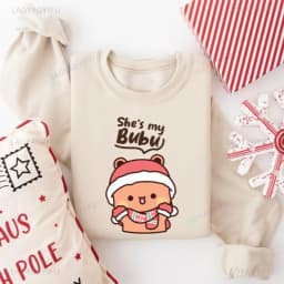 Bubu Dudu Christmas Couple Sweatshirt | Matching Holiday Sweater Gift Crew Neck Long Sleeve Fashion Comfortable Thermal Hoodie