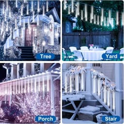 Solar Meteor Shower Lights 30CM8Tubes-50CM8Tubes Warm White Blue Colorful LED String IP54 Waterproof 8 Modes Garden Christmas