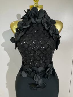High Quality Birthday Party Dresses Black Red Beaded Flower Mesh Patchwork Long Bandage Dress Celebirty Prom Evening Club Wear