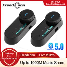 Freedconn Helmet Bluetooth Headset Group Motorcycle Intercom Headphones FM Music Share Intercomunicador up to 6 Riders T Com VB