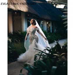 EVLAST Customized 2025 Mermaid Ruffles Wedding Dress Applique Beading Vestido De Novia Layered Bridal Gown Robe De Mariee TMD47