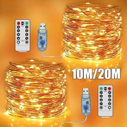 5M/10M/20M USB LED String Lights Copper Silver Wire Garland Light Waterproof Fairy Lights For Christmas Wedding Party Decorative