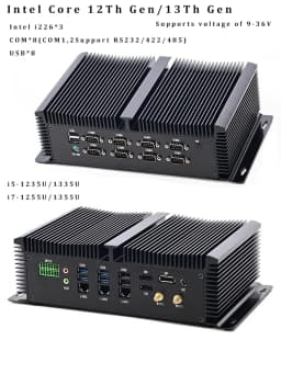 13th Gen Industrial Computer I5-1335U/i7-1355U 8 COM 3*LAN 2*HDMI 1*DP RS232,422,485 USB WIFI Industrial PC