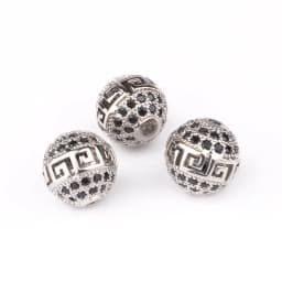 3pcs Micro Pave Zirconia Beads Round Geometry Metal Cubic Zircon Beads for DIY Bracelet Necklace Design Jewelry Crafts Making