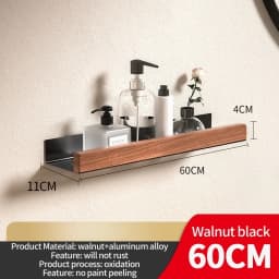 Wood Aluminum Material Corner Shelf Shampoo Storage Shelf Shower Wall Rack Bathroom Organizer Bathroom Accessories