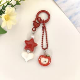 Strawberry Bag Charm Delicate Cute Key Chain 3d Pink Strawberry Key Chain Sweet Resin Key Ring For Christmas Gift Backpack