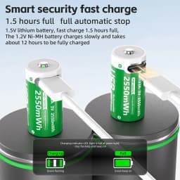 PUJIMAX CR123A Batteries With USB-C Fast Charging Cable-High Capacity 2550mWh Li-ion Polymer Cells For Flashlights Cameras