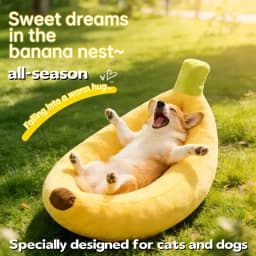 Pet Banana Shaped Plush Bed Soft Warm Nest Sleep Available All Seasons Specially Designed For Cats And Dogs Pet Gift