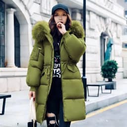 Korean Fashion Winter Solid Color Long-sleeved Down Cotton Jacket Women Bread Fur Collar 2026 New Korean Version Thickened Coat
