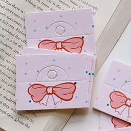 50pcs/lot 6.4x4cm Foldable Packaging Paper Cards Heart Pattern Cards for Handmade Jewelry Retail Hang Tag Pink Bow Display Label