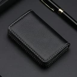 Sized Stitched PU Leather Credit High Quality Card Holder Visiting Business Card Case Wallet with Magnetic Shut for Men & Women