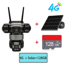 Solar Powered AOV 4-Lens Camera,Color Night Vision,Human Detection & Tracking, 24H Recording for Outdoor Home Security