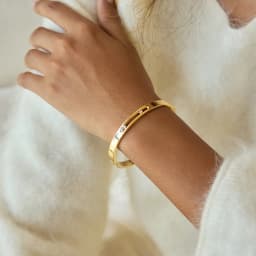 Uworld Classic 18K Plated Gold Color Removable White Rhinestone Bracelet Women Waterproof Stainless Steel Jewelry Bracelets Lady