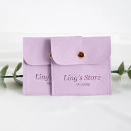 100Pcs Customized Logo 8x8cm Jewelry Microfiber Snap Bag Velvet Envelope Button Pouch Portable Travel Gift Organizer Ring Pocket