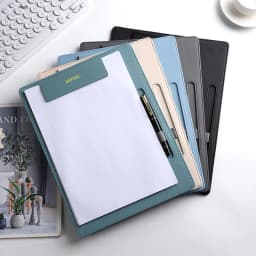 Business Office Custom Logo Clipboard A4 Paper File Pen Slot Engrave Name Teacher Doctor Wholesale Leather Luxury Writting Board